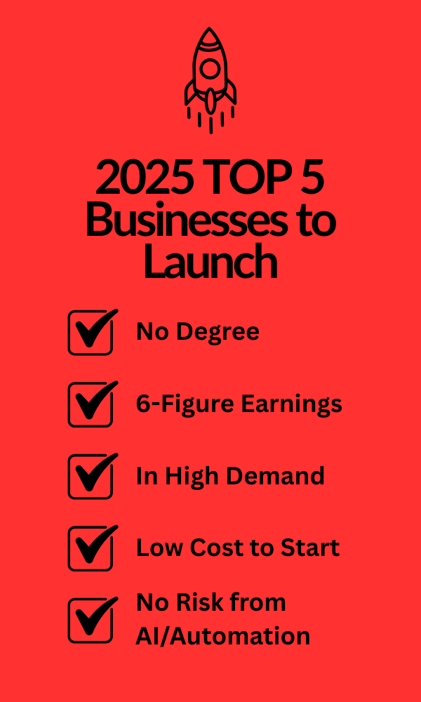 TOP 5 BUSINESSES TO START WITHOUT A DEGREE
